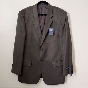 NWT Stafford Microsuede Blazer Men Size 44 Long Brown Melange